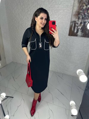 Жіноча сукня міді колір з кишенями колір чорний р.46/48 449101 449101 фото