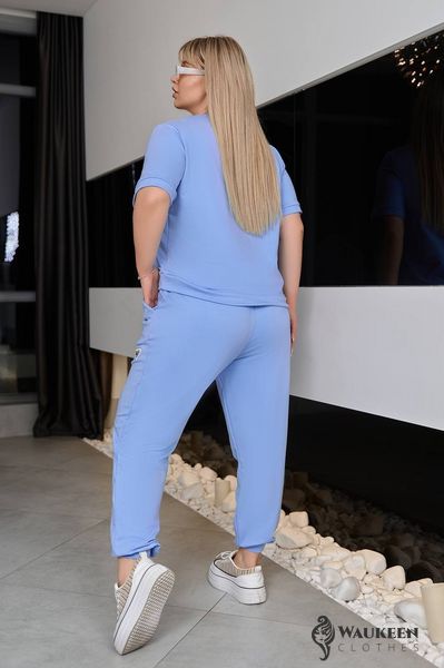 Жіночий костюм-двійка колір блакитний р.48/50 455359 455359 фото