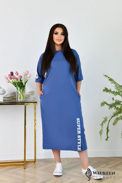 Жіноча сукня рукав 3/4 колір джинс р.48/50 438897 438915 фото
