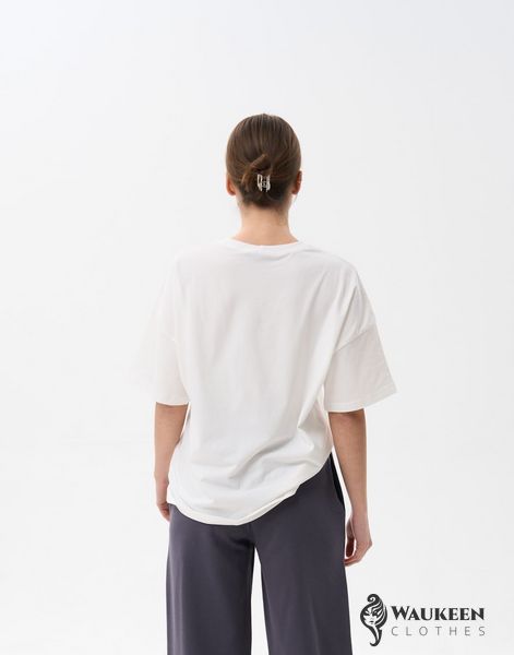 Жіноча футболка OVERSIZE колір білий крем р.L 459157 459157 фото