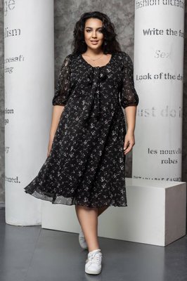 Жіноча сукня колір чорний у дрібні квіти р.52/54 433126 433126 фото
