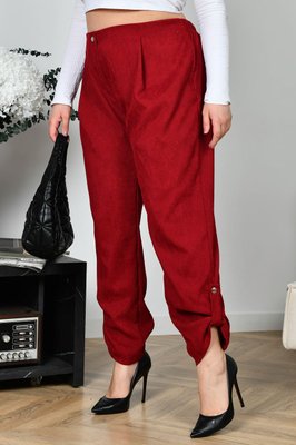 Жіночі брюки із мікровельвету колір червоний р.48/50 453799 453799 фото