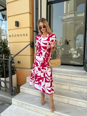 Жіноча сукня із шовкового софту колір червоний р.42/44 456056 456056 фото