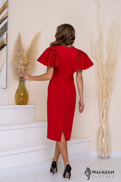 Женское платье миди красного цвета р.XL 372882 382177 фото
