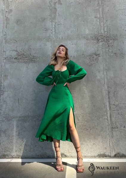 Женское платье из муслина цвет зеленый р.42/44 449194 449194 фото