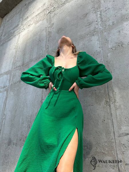 Жіноче плаття з мусліну зелений р.42/44 449194 449194 фото