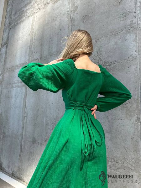 Жіноче плаття з мусліну зелений р.42/44 449194 449194 фото