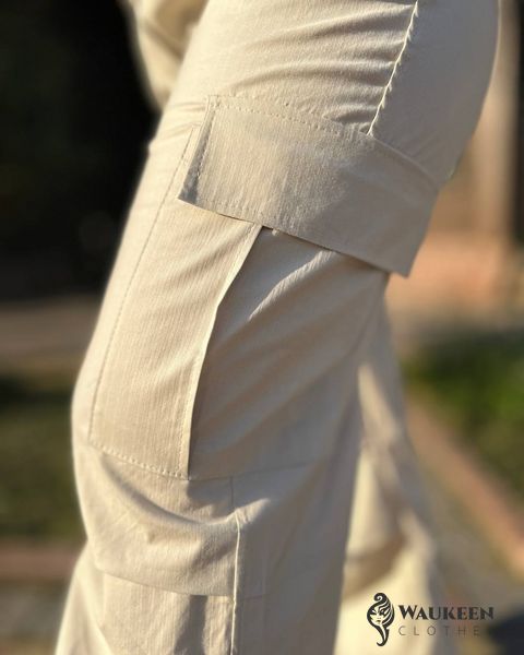 Жіночі брюки карго колір беж р.42/44 440155 440155 фото