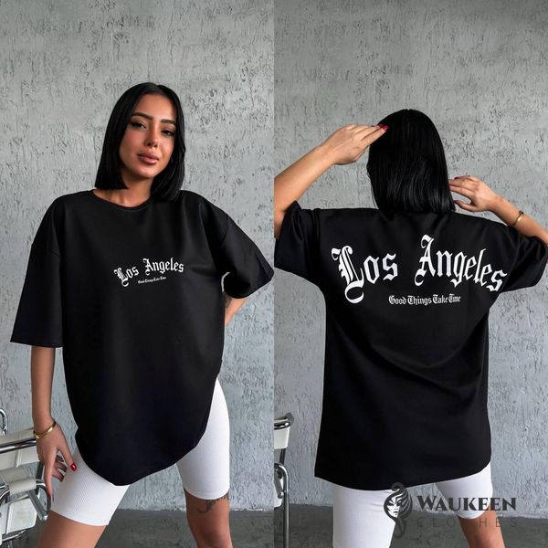 Женская футболка Los angeles цвет черный р.L 455872 455872 фото