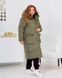 Женская теплая куртка-пальто с капюшоном цвет хаки р.42/44 448985 448985 фото 2