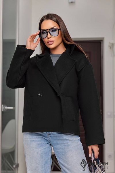 Жіноче пальто з кашеміру колір чорний р.42/44 447342 450403 фото