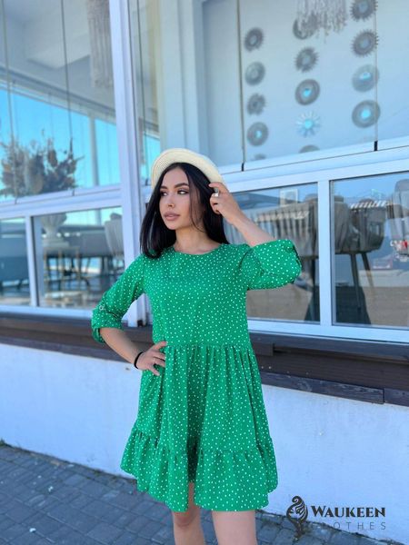 Жіноча сукня із софту колір зелений р.48/50 453434 453434 фото