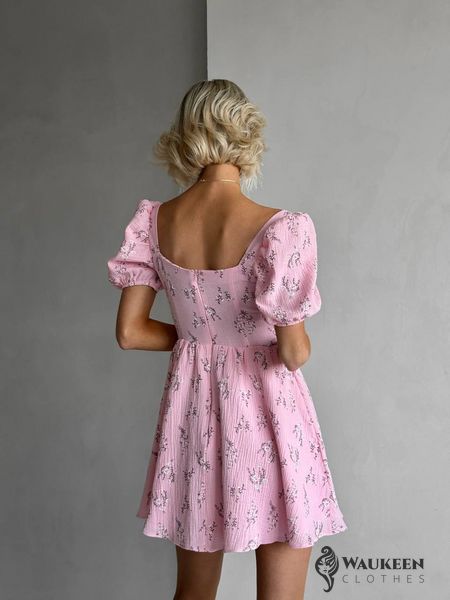 Жіноча сукня міні з мусліну колір рожевий р.42 459483 459483 фото