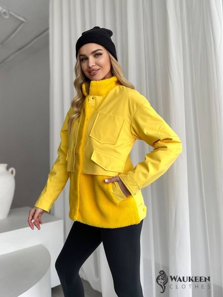 Жіноча тепла куртка колір жовтий р.S 450141 450141 фото