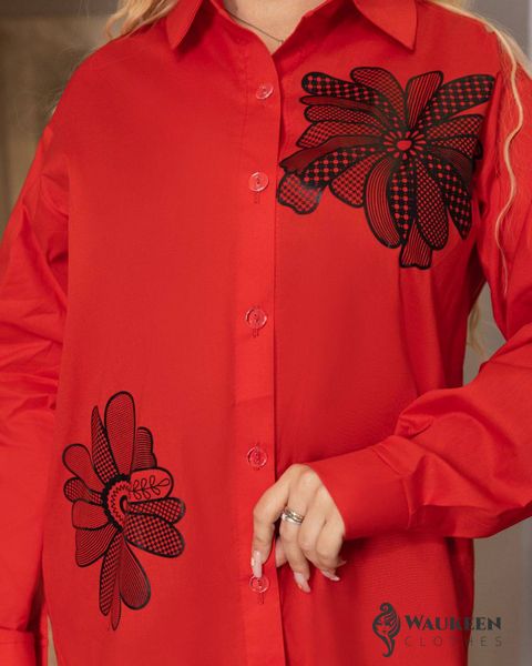 Жіноча сорочка з котону колір червоний р.48/50 450351 450351 фото