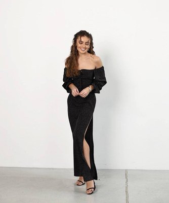 Жіноча сукня із софту міді колір чорний р.42/44 459213 459213 фото