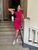 Женское платье в рубчик с поясом цвет малина р.универсальный 455891 455891 фото