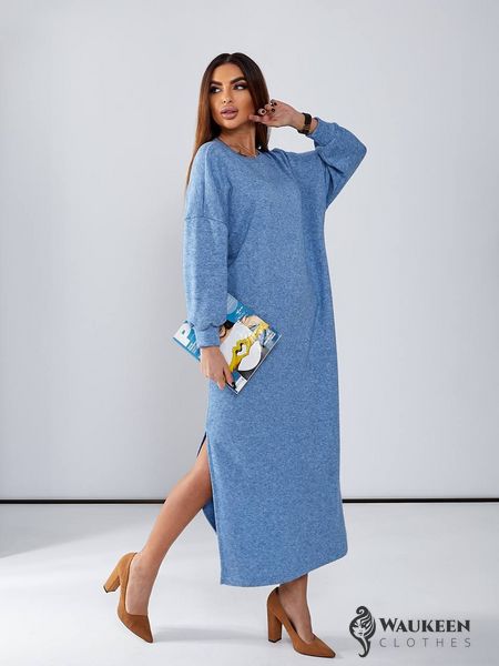 Жіноча сукня вільного крою з ангори колір блакитний р.48/52 449566 449566 фото