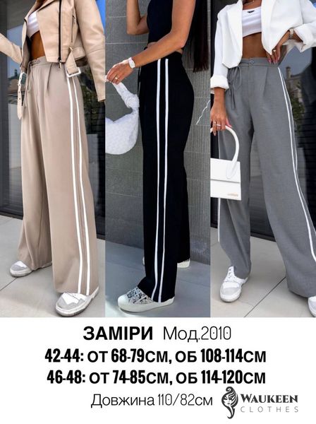 Жіночі брюки з лампасами колір бежевий р.46/48 453684 453684 фото
