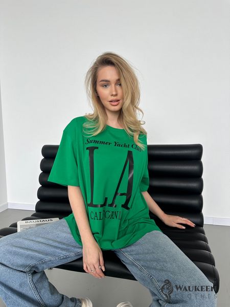 Жіноча базова футболка колір зелений р.42/46 452938 452938 фото