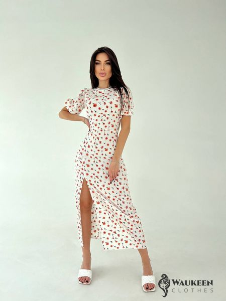 Жіноча сукня із софту міді колір білий р.42/44 451052 451052 фото