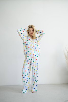Жіноча піжама «Серденько» колір білий р.M/L 442587 442587 фото