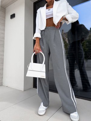 Жіночі брюки з лампасами колір сірий р.42/44 453634 453634 фото