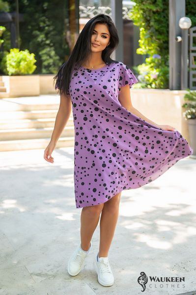 Жіноча сукня в горошок фіолетового кольору р.54/56 382079 382074 фото