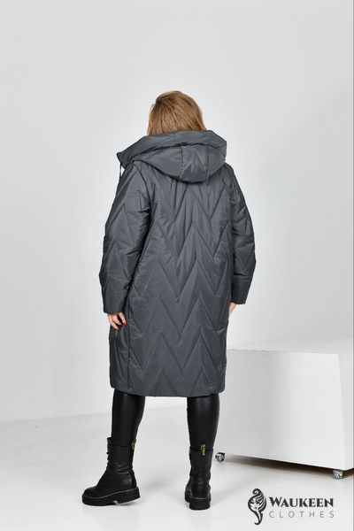 Женская теплая курточка цвет серый р.56 447523 447523 фото