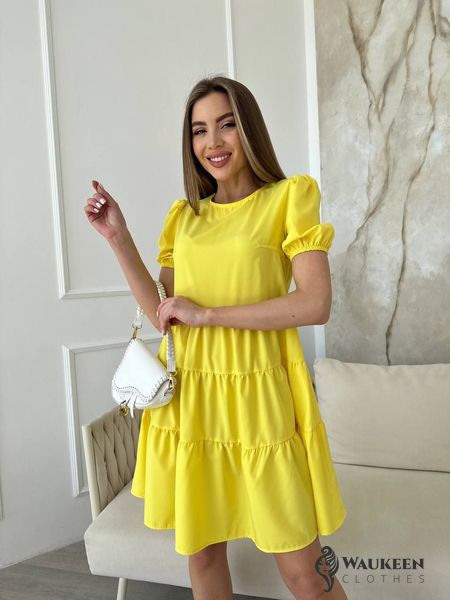 Жіноча коротка сукня із софту "Classic" колір жовтий р. 42/44 440228 440228 фото