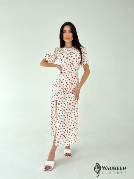 Жіноча сукня із софту міді колір білий р.44/46 451055 451055 фото