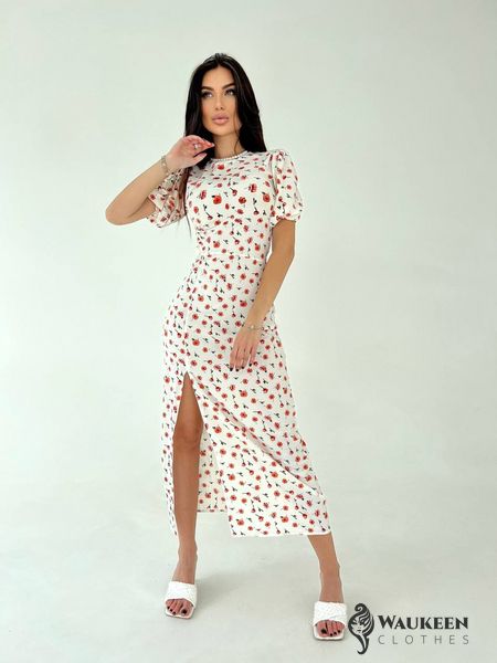 Жіноча сукня із софту міді колір білий р.44/46 451055 451055 фото