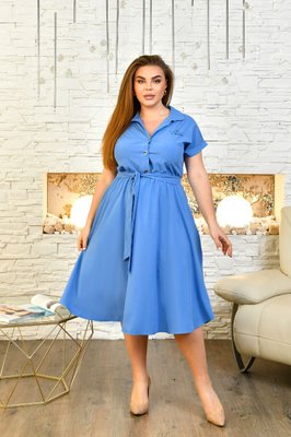 Женское платье с юбкой клеш цвет голубой р.54 454236 454236 фото