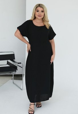 Жіноча сукня вільного крою міді колір чорний р.48/50 459994 459994 фото