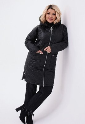 Жіноча тепла стьобана куртка колір чорний р.48/50 449422 449422 фото