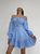 Женское платье с рюшами цвет голубой р.42/44 432165 432177 фото