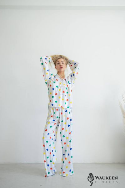 Жіноча піжама «Серденько» колір білий р.S/M 442585 442585 фото