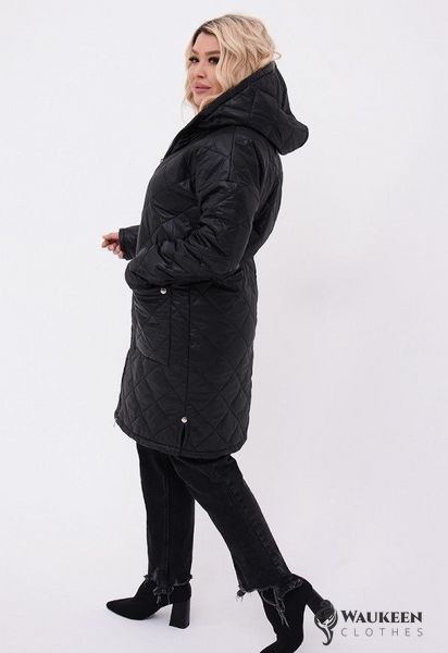 Жіноча тепла стьобана куртка колір чорний р.48/50 449422 449422 фото