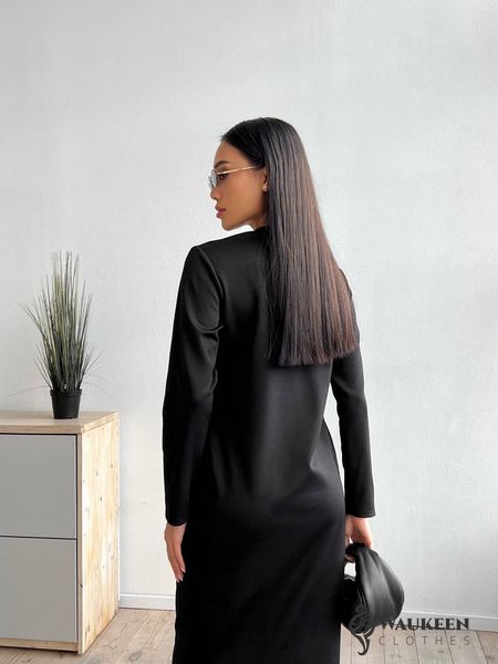 Жіноче максі плаття з рибани на флісі колір чорний р.42/44 446056 446056 фото