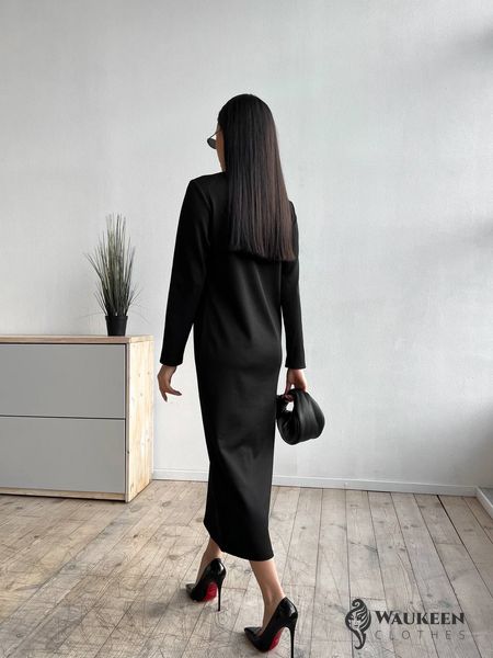 Жіноче максі плаття з рибани на флісі колір чорний р.42/44 446056 446056 фото