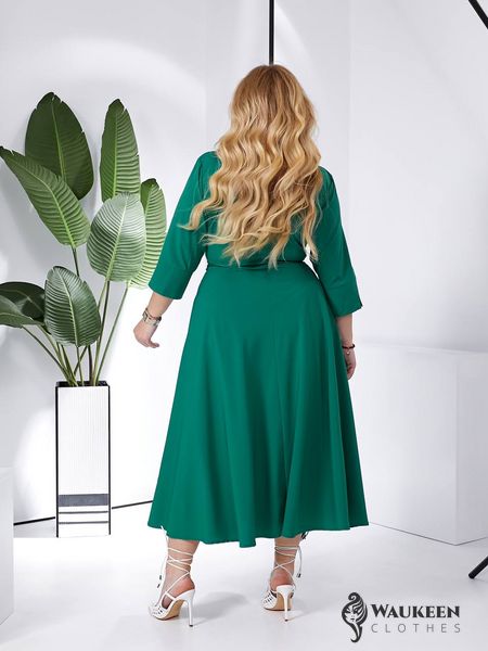 Жіноча сукня міді із софта колір зелений р.50/52 454016 454016 фото