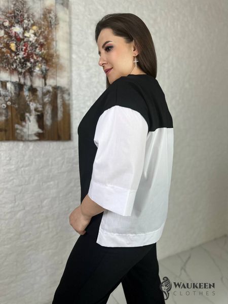 Женская блуза колір чорний-білий р.46/48 455731 455731 фото