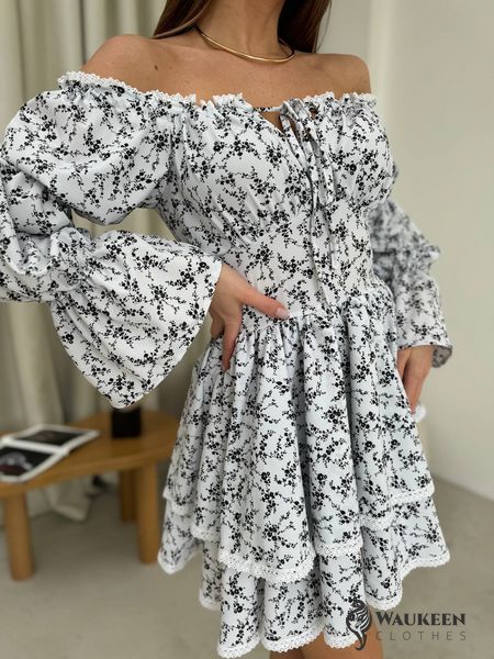 Жіноча сукня із софту колір білий р.42/44 453264 453264 фото