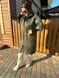Жіноча куртка-пальто із плащової тканини кольору хакі р.48 439668 439668 фото 3