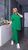 Женский льняной костюм рубашка и брюки зеленого цвета р.48/52 359211 382929 фото