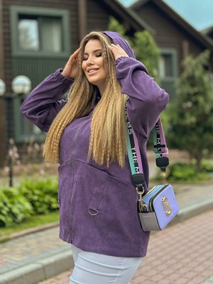 Жіноча вельветова куртка колір фіолетовий р.48/52 431406 431411 фото