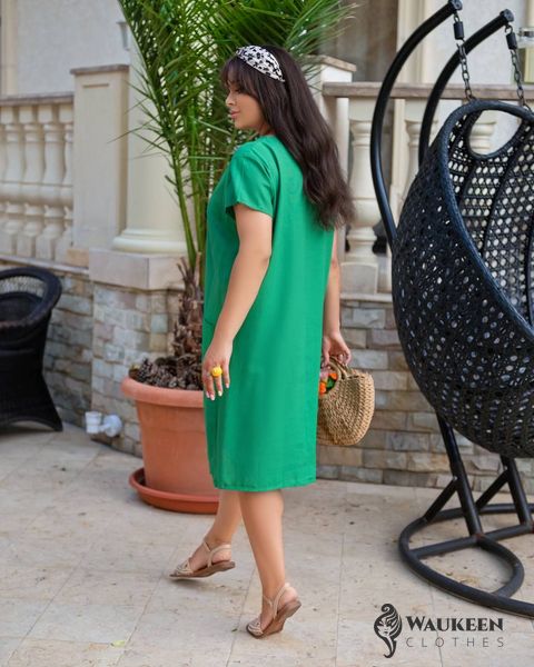 Жіноча сукня з кишенями зелений р.46/48 437269 437269 фото