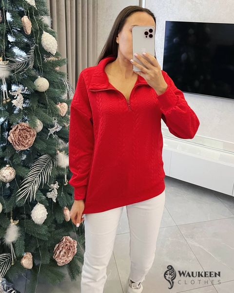 Жіночий светр з високим коміром червоного кольору. р.48/52 386481 386481 фото
