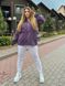 Жіноча вельветова куртка колір фіолетовий р.48/52 431406 431411 фото 2