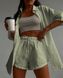 Женский костюм с шортами из штапеля оливкового цвета р.44/46 375747 375747 фото 1
